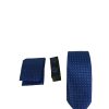 PRIVATO 192-Σ Σετ Ανδρική Γραβάτα Με Μαντίλι Και Μανικετόκουμπα Μπλε Ρουά Με Ροζ Στάλες 9